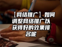 【網絡推廣】如何調整網絡推廣以獲得好的效果排名呢